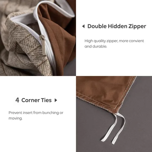 Vista 5 de INFLAG Funda de edredón tamaño individual, juego de ropa de cama a rayas de 3 piezas, 100% microfibra de lujo, suave, 1 funda de edredón de 66 x 90
