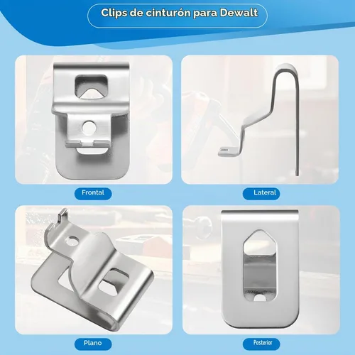 Vista 5 de 4 piezas de clips de cinturón para Dewalt, clip de repuesto premium de acero inoxidable 304, con tornillos, para Dewalt DCD7771 Compatible