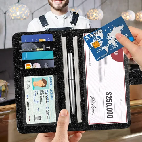 Vista 2 de ACdream Funda para chequera, cartera de cuero con bloqueo RFID