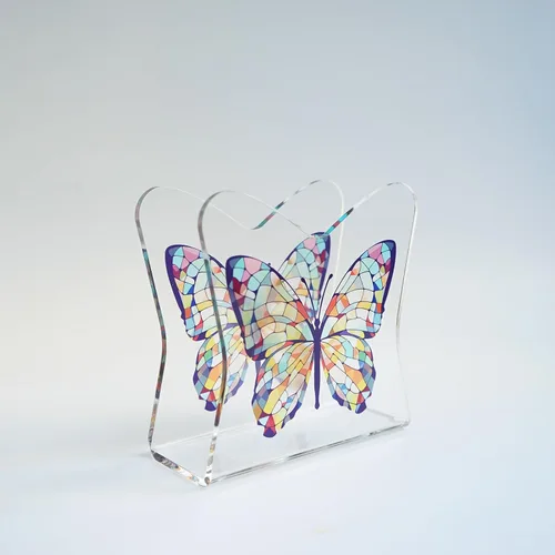 Vista 7 de Acrílico transparente cristal decorativo otoño/otoño arce tema mesa servilleta titular para mesa/dispensador de tejido independiente