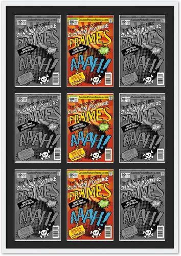 Vista 26 de Marco de cómic negro con alfombrilla negra para cómics de la Edad Dorada