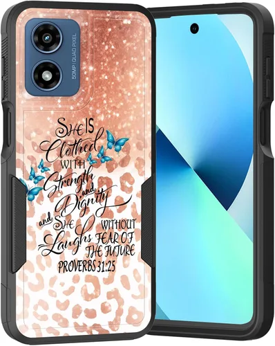 Vista 226 de para Moto G Play 4G 2024, funda de dos capas híbrida resistente y a prueba de golpes, PC duro + silicona suave protectora para Motorola Moto G Play