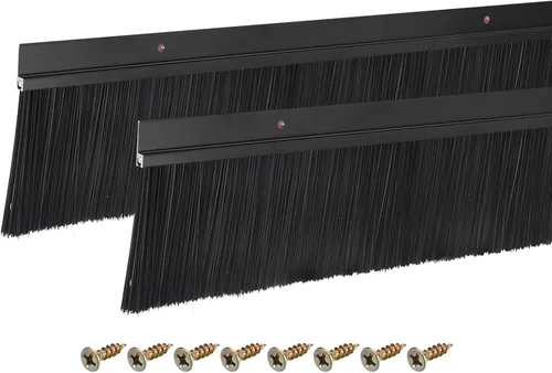 Vista 31 de uxcell 2 piezas barredor de cepillo inferior para puerta forma H base de aleación de aluminio con cepillo de nailon de 0.4 pulgadas para hogar