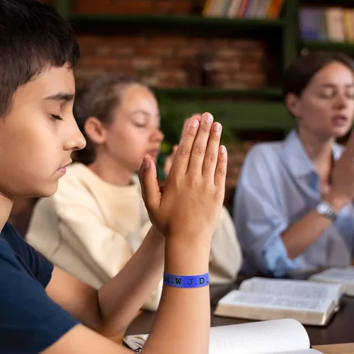 Vista 3 de Long tiantian WWJD - Pulsera con texto en inglés «What Would Jesus Do», pulseras WWJD para mujeres, pulseras W.W.J.D para hombres, joyería