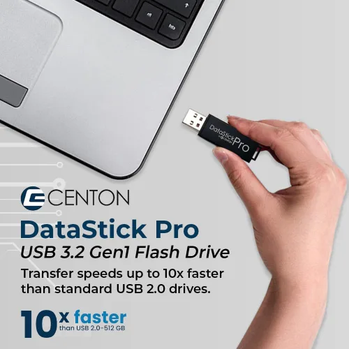 Vista 2 de Centon Electronics DataStick Pro - Unidad flash USB 3.2 Gen1, 128 GB, 5 unidades flash USB, paquete de 5 unidades, color negro