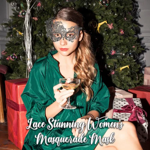 Vista 4 de Lace Masquerade Mask for Women - Venetian Party, Prom, Mardi Gras, Halloween