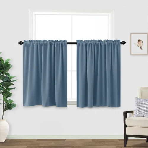 Vista 36 de Cortinas de café KOUFALL de 18 x 24 pulgadas para tratamientos de ventanas pequeñas, niveles de cortinas bohemias opacas para ventanas de RV y Beige