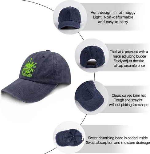 Vista 6 de Gorra Queen Pickleball Dad Hats, gorra vintage para hombre