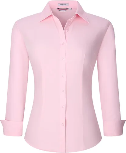 Vista 17 de Alex Vando - Blusa de botones para mujer, sin arrugas, manga larga, casual, para el trabajo