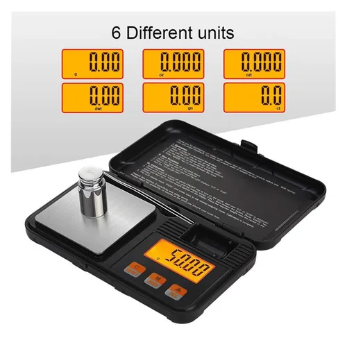 Vista 2 de 7.05 oz/0.00 oz 1.76 oz/0.00 oz Escala de bolsillo Mini escala digital Peso de calibración Escala electrónica Pantalla LCD retroiluminada de alta