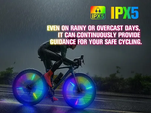 Vista 8 de Luces de rueda de bicicleta, luces de rueda de bicicleta para conducción nocturna, luz de radios de bicicleta con visibilidad de 360°, detección