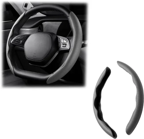 Vista 14 de LoyaForba Funda universal para volante de automóvil, protector universal de cuero segmentado de 15 pulgadas, antideslizante y suave, transpirable