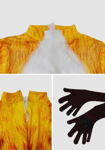 Vista 33 de Disfraz de animal para hombre con estampado de cola grande, overol peludo de elastano para cosplay, fiesta de Halloween