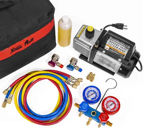 Vista 3 de Aire bomba de aspiradora Xtremepowerus HVAC – A/C refrigeración kit colector ac gauge set