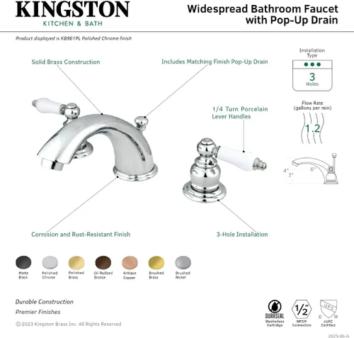 Vista 9 de Kingston Brass KB966PL Magellan grifo de baño generalizado, cobre antiguo
