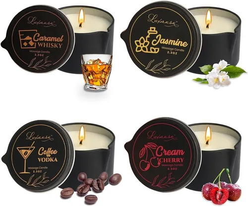 Vista 12 de Vela de spa con aceite esencial de cera de soja orgánica con infusión de aceite de masaje para parejas, vela perfumada para el hogar