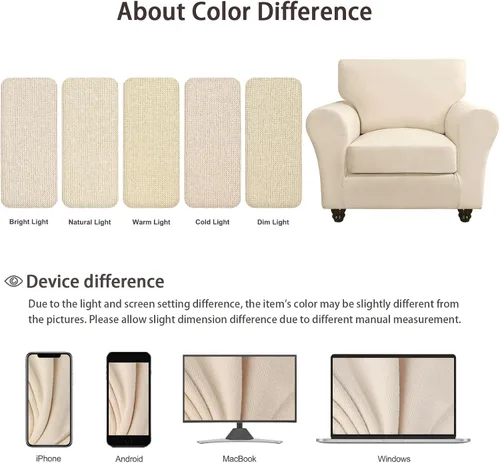 Vista 5 de SearchI Funda elástica para sofá, funda para sillón de 2 piezas con funda de cojín separada para silla, protector de muebles lavable para sala
