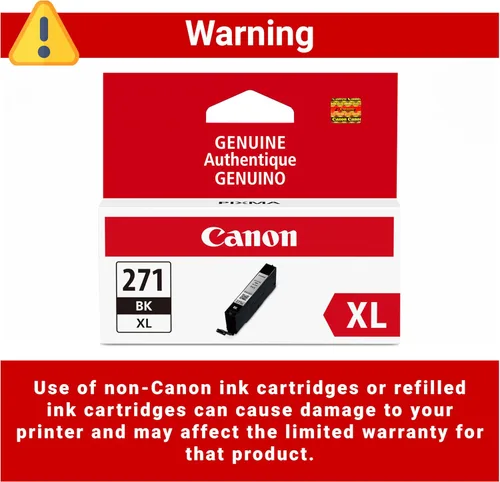 Vista 3 de Canon CLI-271XL Depósito de tinta negra genuino, compatible con impresoras MG6820, MG6821, MG6822, MG5720, MG5721, MG5722, MG7720, TS5020, TS6020