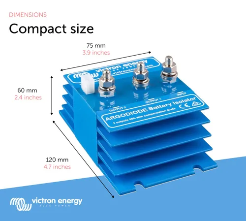 Vista 3 de Victron Energy ArgoDiode Aisladores de Batería 80-2AC (2 Baterías 80 amperios)