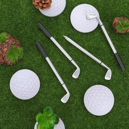Vista 7 de Jspupifip Juego de 48 recuerdos de fiesta de golf, 24 bolígrafos de golf y 24 blocs, notas adhesivas de golf, bolígrafos de palos de golf, recuerdos