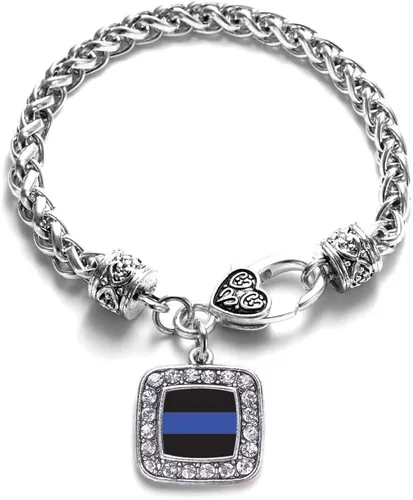 Vista 75 de Pulsera de dijes cuadrados de plata con joyería de circonita cúbica