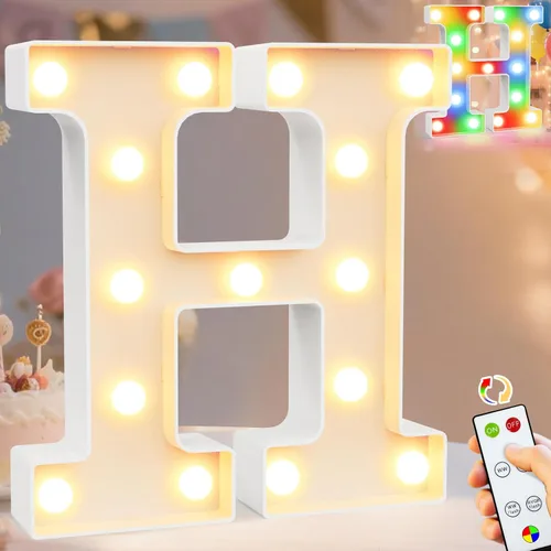 Vista 66 de Pooqla Letras con luces LED de marquesina, letras decorativas iluminadas en blanco cálido y blanco frío, letras del alfabeto iluminadas para niños