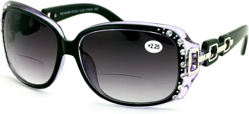 Vista 5 de Gafas de sol de lectura bifocales de gran tamaño para mujer, lentes de lectura vintage para exteriores Negro