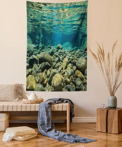 Vista 89 de Lunarable Tapiz japonés, Geisha joven en kimono con maquillaje oriental tradicional de Sakura, decoración de tela para colgar en la pared