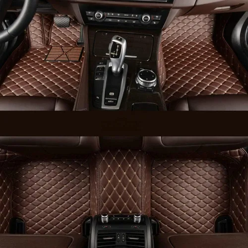 Vista 7 de Alfombrillas de cuero personalizadas para la parte delantera y trasera y de la tercera fila para automóvil, se adapta a la mayoría de SUV, sedán