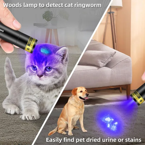 Vista 3 de DARKBEAM Linterna UV de 365 nm, Lámpara de Wood recargable por USB, portátil, luz negra, LED, luz ultravioleta, mini, detector para orina