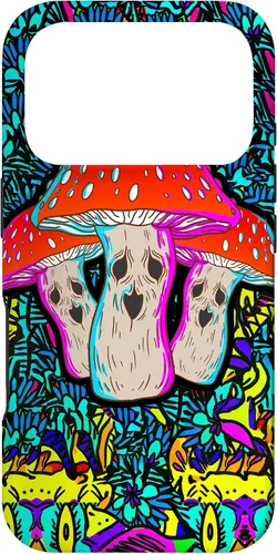 Vista 30 de Funda de regalo con ácido de seta, diseño psicodélico de cara aterradora con hongos mágicos para iPhone 17
