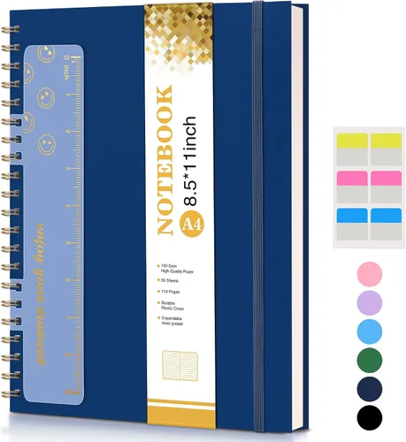 Vista 34 de Cuaderno de espiral de 8.5 x 11 pulgadas, cuadernos grandes A4 para mujeres y hombres, diario rayado universitario, papel de 3.53 oz/m², diarios