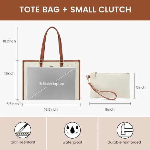 Vista 6 de LOVEVOOK Bolsa para laptop para mujer, bolsa de trabajo para laptop de 15.6 pulgadas, bolsa de trabajo Cancas, bolso casual para viajes, bolsas