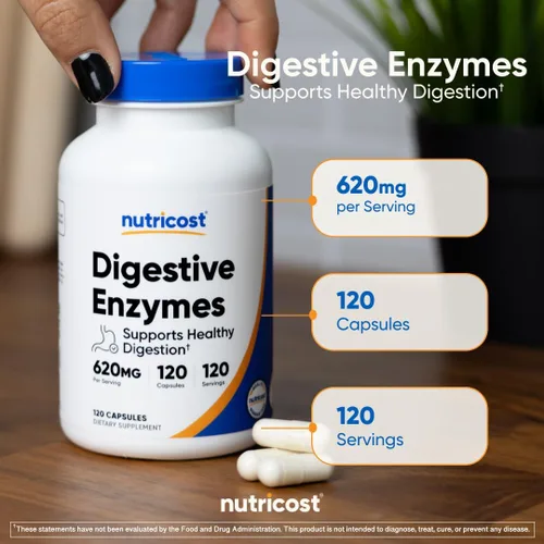 Vista 6 de Nutricost Enzimas digestivas 620 mg, 120 cápsulas - Suplemento completo de enzimas digestivas Suplemento completo de enzimas digestivas