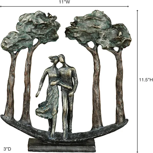 Vista 3 de Toque de clase a través de los años Pareja en la escultura de mesa de amor