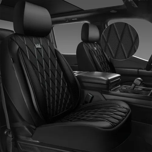 Vista 16 de Car Pass - Juego completo de fundas de asiento de lujo con ribete de cuero sintético, cubiertas de asiento automotrices antideslizantes impermeables