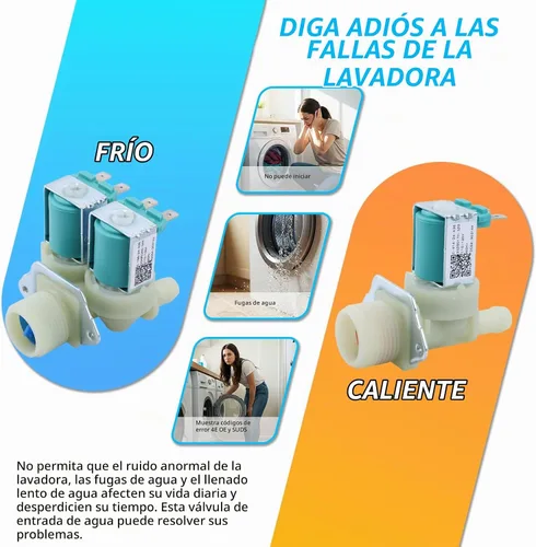 Vista 8 de Válvula de entrada de agua de lavadora para Samsung WF42H5000AW/A2