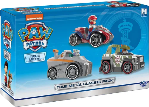 Vista 4 de Paw Patrol, Paquete Clásico de Metal Verdadero de 3 vehículos coleccionables fundidos a presión, escala 1:55