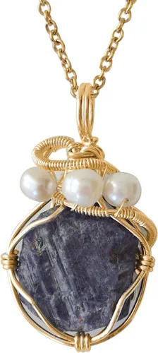 Vista 17 de Collar de cristal llamativo con piedra natal y perla para mujer - chapado en oro