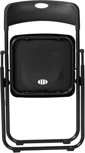Vista 6 de 10pcs Ergonomic Black Plastic Folding Chairs with Iron Frame – Sturdy Stackable Folding Chairs for Indoor and Outdoor Use, Perfect for Family