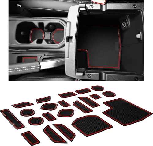 Vista 12 de Compatible con accesorios Jeep Compass 2018-2021 - Insertos de portavasos antideslizantes para interiores de alta calidad, antipolvo, tapetes
