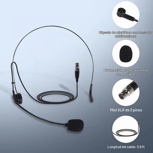 Vista 2 de Phenyx Pro PTU-5000 Micrófono inalámbrico de solapa con mini conector XLR, cartucho de condensador unidireccional, ideal para escenario, iglesia