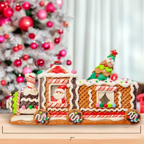 Vista 4 de Kurt Adler - Tren de pan de jengibre LED de 7 pulgadas con pieza de árbol
