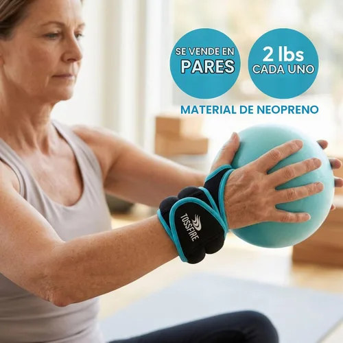 Vista 3 de Comfecto Wrist Weights with Thumb Loops Lock, 1lb*2 2lbs*2 for Running, Strength Training, Walking, Exercises, Gym, Cardio, Men, Women Azul
