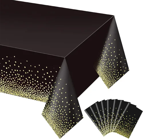 Vista 12 de Gexolenu Paquete de 2 manteles de plástico desechables de alta calidad para mesas rectangulares (54 x 108 pulgadas), manteles desechables Negro
