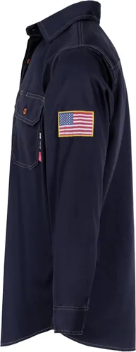 Vista 5 de BOCOMAL Camisas FR para hombre, resistentes al fuego, peso ligero, NFPA2112, camisa de soldadura ignífuga, acabado repelente al agua y al aceite