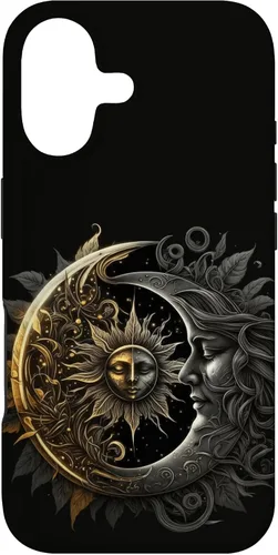 Vista 32 de Moon And Sun Celestial Yin And Yang Leaves Case for iPhone 16