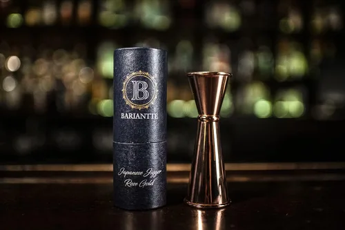 Vista 3 de BARIANTTE - Jigger de cóctel para bartending, vaso de chupito medidor japonés de 2 onzas, oro rosa