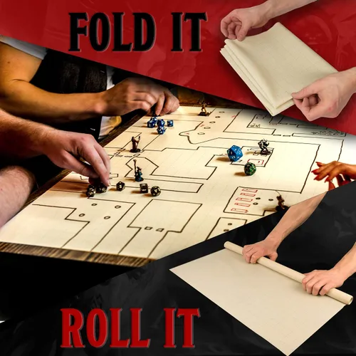 Vista 8 de Alfombrilla de silicona para rejilla de batalla para TTRPG Pergamino 2' x 3' Dungeon Master Mat. Para usar con marcadores de borrado en seco.