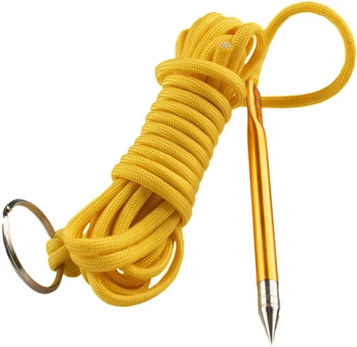 Vista 3 de Ensartador/Porta-pescados Paracord de 10 Pies 550lb con Aguja de Enhebrado de Metal y Anillo Partido de 1 Pulgada